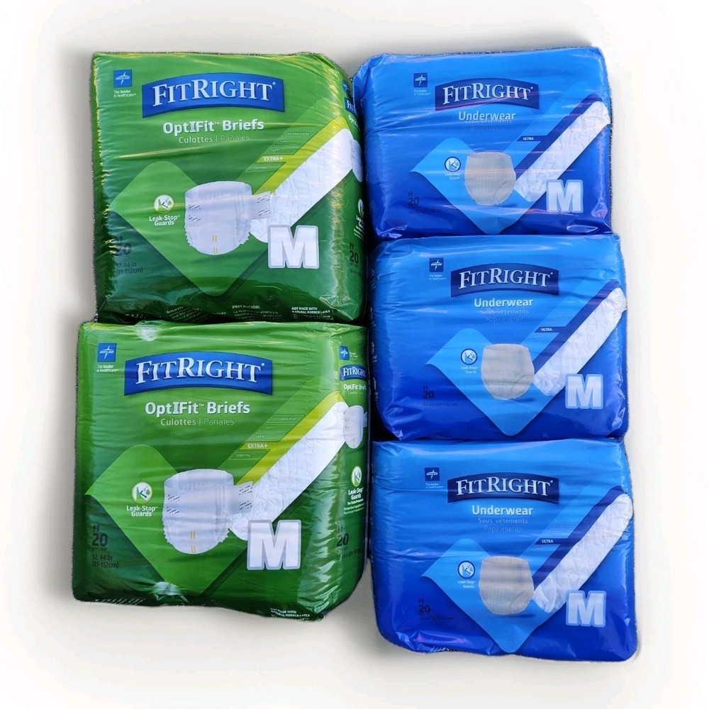 Medline‎ FitRight Underwear OptiFit Briefs Medium 5 Packs Adult Incontinence 100